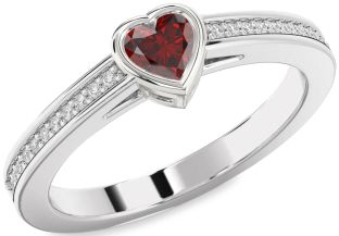 Diamond Amethyst Platinum Heart Pave Promise Ring
