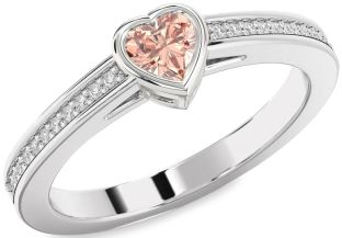 Diamond Amethyst Platinum Heart Pave Promise Ring