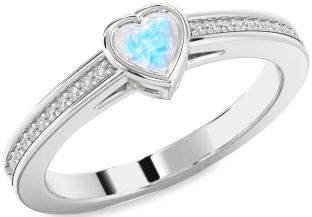 Diamond Amethyst Silver Heart Pave Promise Ring