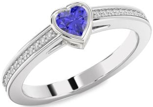 Diamond Amethyst Platinum Heart Pave Promise Ring