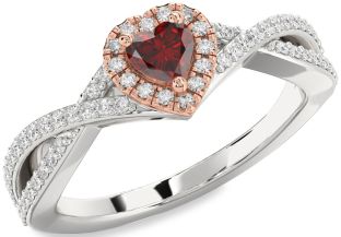 Diamond Amethyst Platinum & Rose Gold Heart Pave Promise Ring