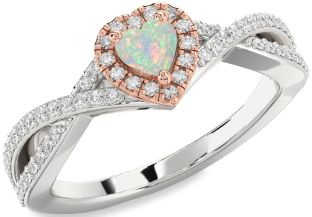 Diamond Amethyst Platinum & Rose Gold Heart Pave Promise Ring