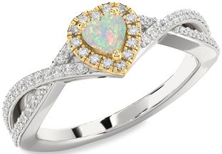 Diamond Amethyst Platinum & Yellow Gold Heart Pave Promise Ring