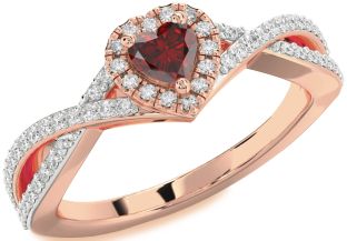 Diamond Amethyst Rose Gold Heart Pave Promise Ring