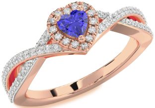 Diamond Amethyst Rose Gold Heart Pave Promise Ring