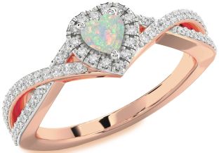 Diamond Amethyst Platinum & Rose Gold Heart Pave Promise Ring