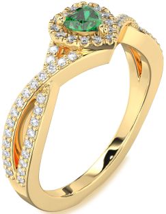 Diamond Emerald Gold Heart Pave Promise Ring