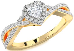 Diamond White Yellow Gold Heart Promise Ring