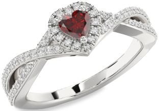 Diamond Amethyst Platinum Heart Pave Promise Ring