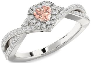 Diamond Amethyst Platinum Heart Pave Promise Ring