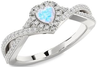 Diamond Amethyst Silver Heart Pave Promise Ring