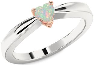 Amethyst Platinum & Rose Gold Heart Promise Ring