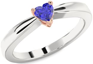 Amethyst Platinum & Rose Gold Heart Promise Ring