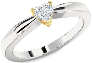 Diamond Silver & 10K gold Heart Promise Ring