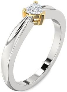 Diamond Silver & 10K gold Heart Promise Ring