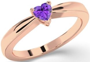 Amethyst Rose Gold Heart Promise Ring