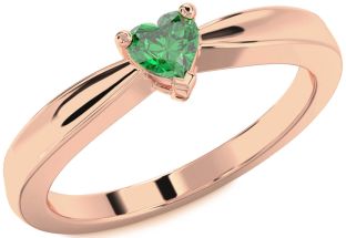 Emerald Rose Gold Heart Promise Ring