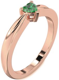 Emerald Rose Gold Heart Promise Ring
