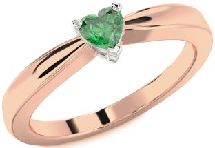 Emerald White Rose Gold Heart Promise Ring