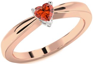 Amethyst Platinum & Rose Gold Heart Promise Ring