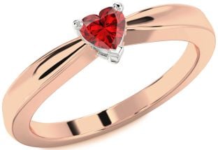 Ruby White Rose Gold Heart Promise Ring