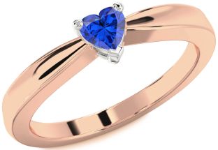 Blue Sapphire White Rose Gold Heart Promise Ring