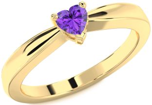 Amethyst Gold Heart Promise Ring