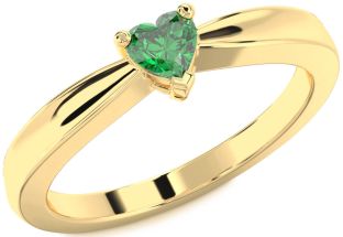 Emerald Gold Heart Promise Ring