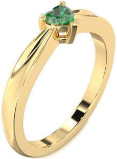 Emerald Gold Heart Promise Ring