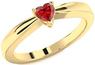 Ruby Gold Heart Promise Ring