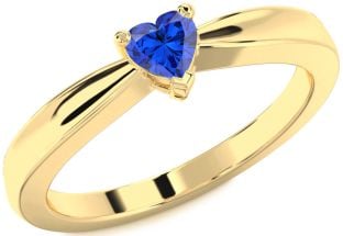 Blue Sapphire Gold Heart Promise Ring