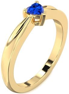 Blue Sapphire Gold Heart Promise Ring