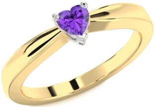 Amethyst Platinum & Yellow Gold Heart Promise Ring