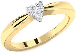 Diamond White Yellow Gold Heart Promise Ring