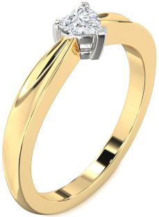 Diamond White Yellow Gold Heart Promise Ring