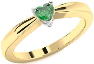 Emerald Platinum & Yellow Gold Heart Promise Ring