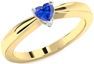 Blue Sapphire Gold Silver Heart Promise Ring