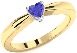 Amethyst Platinum & Yellow Gold Heart Promise Ring