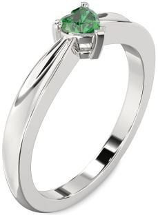 Emerald White Gold Heart Promise Ring