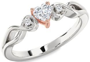 Diamond White Rose Gold Heart Knot Promise Ring