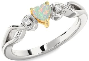 Diamond Amethyst Platinum & Yellow Gold Heart Knot Three Stone Engagement Ring