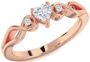 Diamond Rose Gold Heart Knot Promise Ring