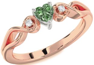 Diamond Amethyst Platinum & Rose Gold Heart Knot Three Stone Engagement Ring