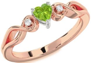 Diamond Amethyst Platinum & Rose Gold Heart Knot Three Stone Engagement Ring