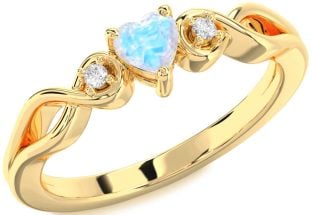 Diamond Amethyst Gold Heart Knot Three Stone Engagement Ring