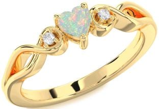 Diamond Amethyst Gold Heart Knot Three Stone Engagement Ring