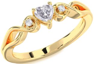 Diamond Amethyst Gold Heart Knot Three Stone Engagement Ring