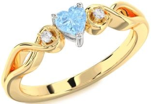 Diamond Amethyst Platinum & Yellow Gold Heart Knot Three Stone Engagement Ring