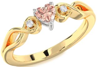 Diamond Amethyst Platinum & Yellow Gold Heart Knot Three Stone Engagement Ring