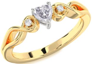 Diamond Amethyst Platinum & Yellow Gold Heart Knot Three Stone Engagement Ring